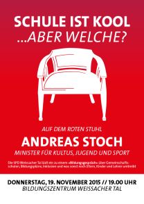 39. Roter Stuhl mit Kultusminister Andreas Stoch